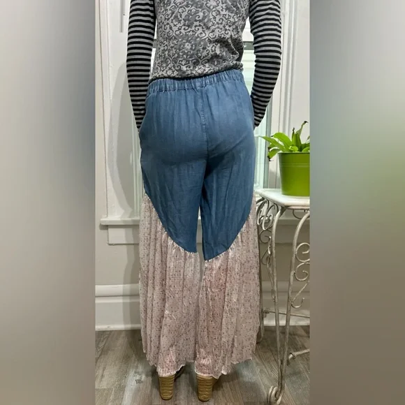 Gemma + Jane Jeans Wide Leg Flared Chiffon Bohemian Cottagecore 60s 70s Sz Small - Picture 5 of 7